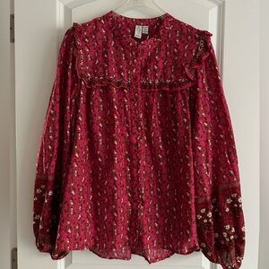 NWT Joie Romantic Cotton Floral Blouse size XL